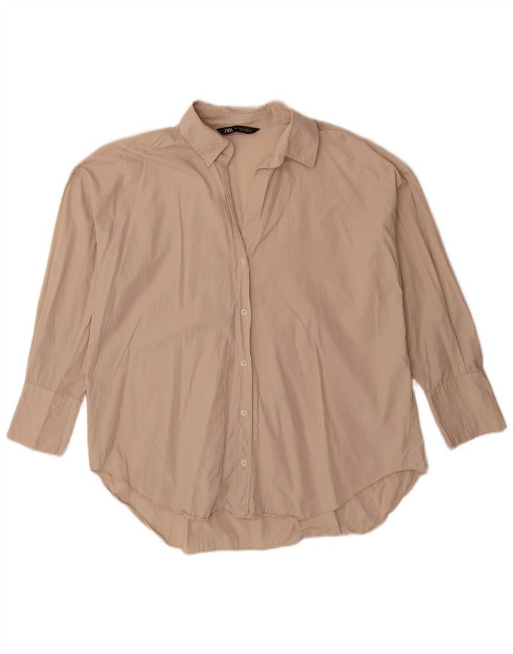 Zara Chemise surdimensionnée pour femme UK 10 Small Beige