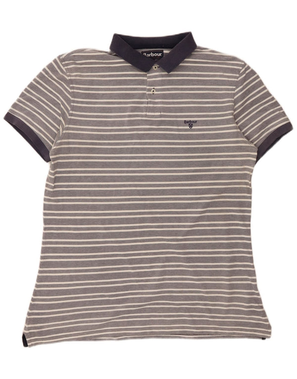 Barbour Polo Homme XL Gris Rayé Coton