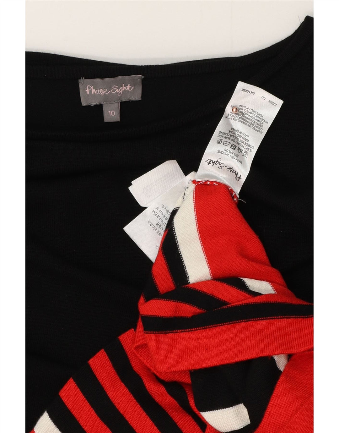 PHASE EIGHT Robe pull à manches 3/4 pour femme UK 10 Petit noir rayé