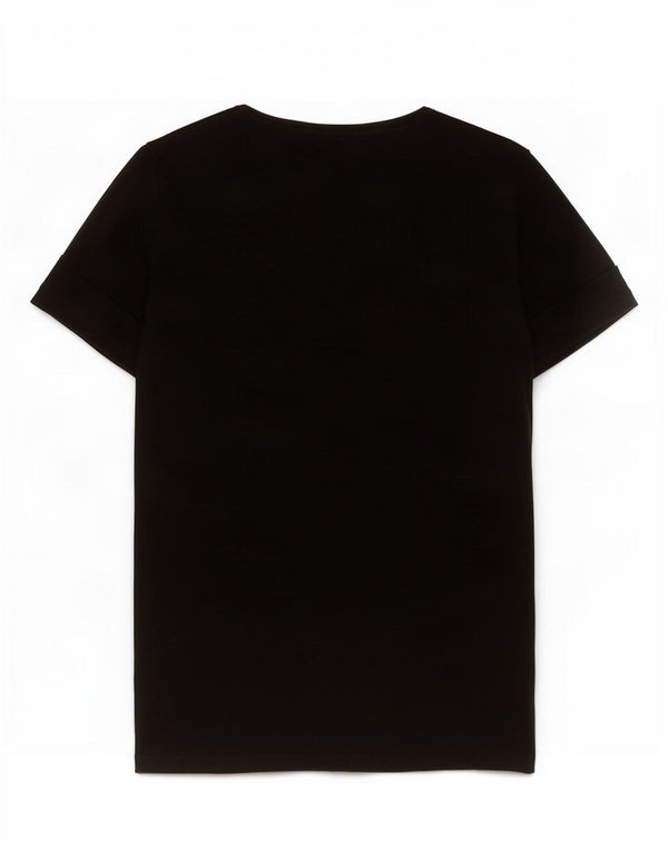 Guess T-shirt graphique pour femme UK 12 Noir moyen Polyester
