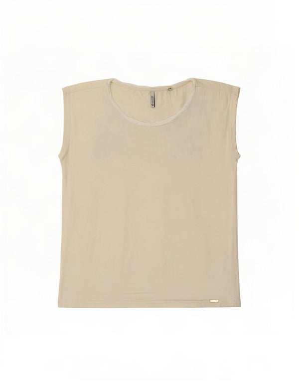 Woolrich Femme T-Shirt Top UK 12 Medium Off White Coton