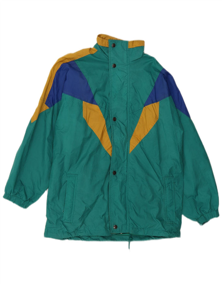 VINTAGE Veste coupe-vent homme UK 40 Grand Bleu Colorblock Polyamide