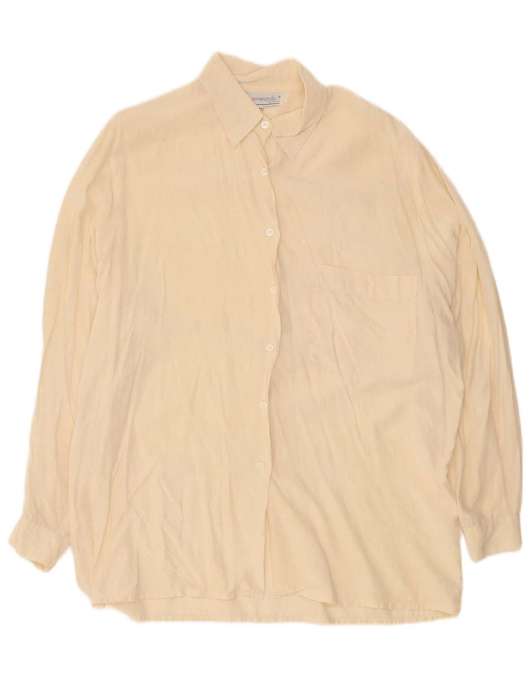 vintage Femmes Longline Chemise surdimensionnée Blouse EU 44 XL Soie Beige
