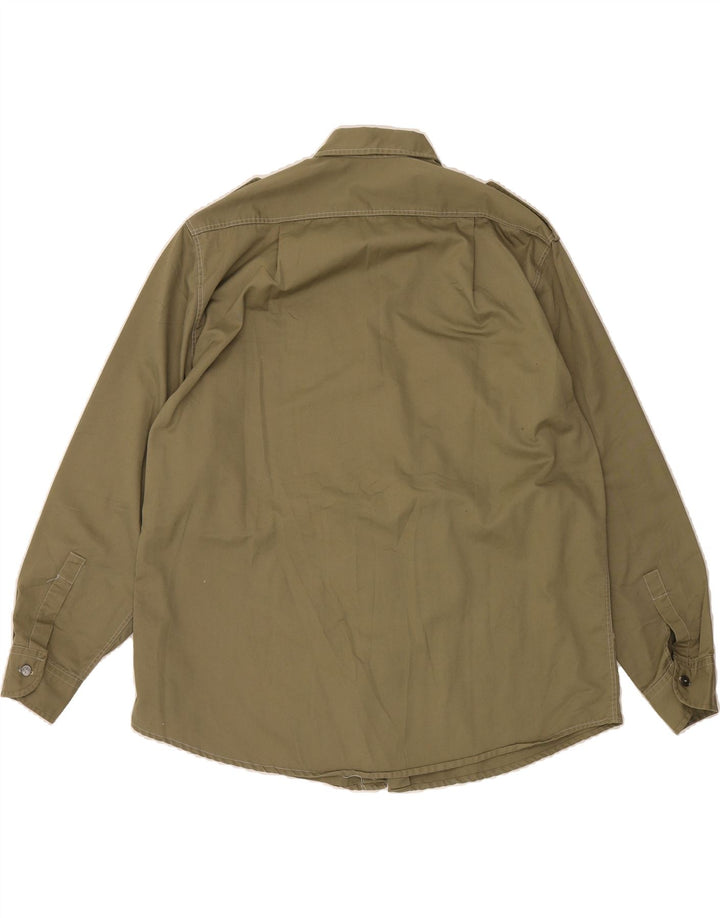 VINTAGE Mens Military Shirt Large Khaki Polyester Vintage Vintage and Second-Hand Vintage from Messina Hembry 