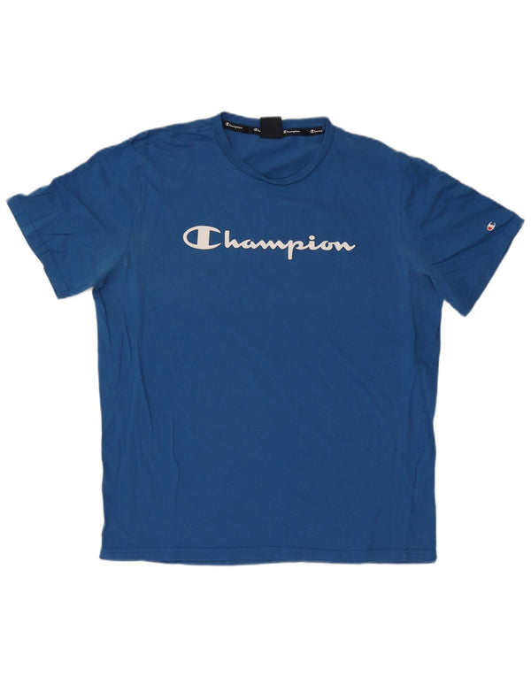 Champion Mens Graphic T-Shirt Top 3XL Blue Cotton