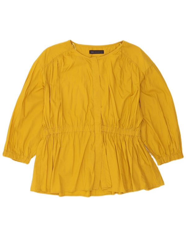 Marks & Spencer Chemisier à manches 3/4 pour femme UK 14 Large Jaune Coton