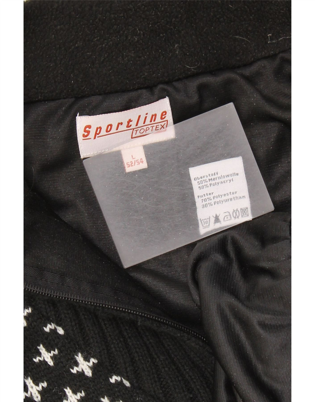 VINTAGE Pull col zippé pour homme IT 52/54 Grand Black Fair Isle