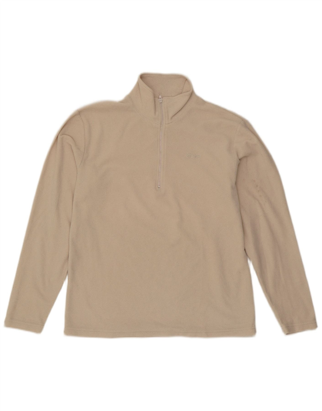 Asics Pull polaire à col zippé pour femme UK 16 Large Polyester blanc cassé