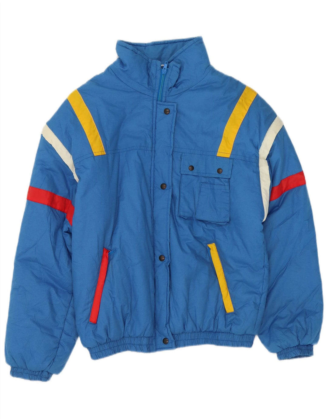 Veste de ski femme vintage EU 42 Grand Bleu Colorblock Polyester