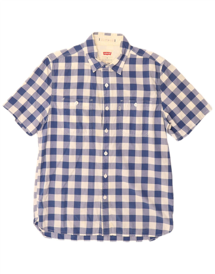 Levi's Chemise à Manches Courtes Coupe Standard Homme Bleu Moyen Vichy Coton
