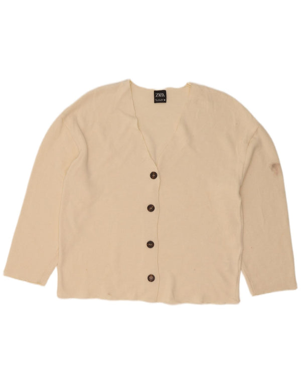 Zara Femme Cardigan Top UK 14 Medium Off White Viscose