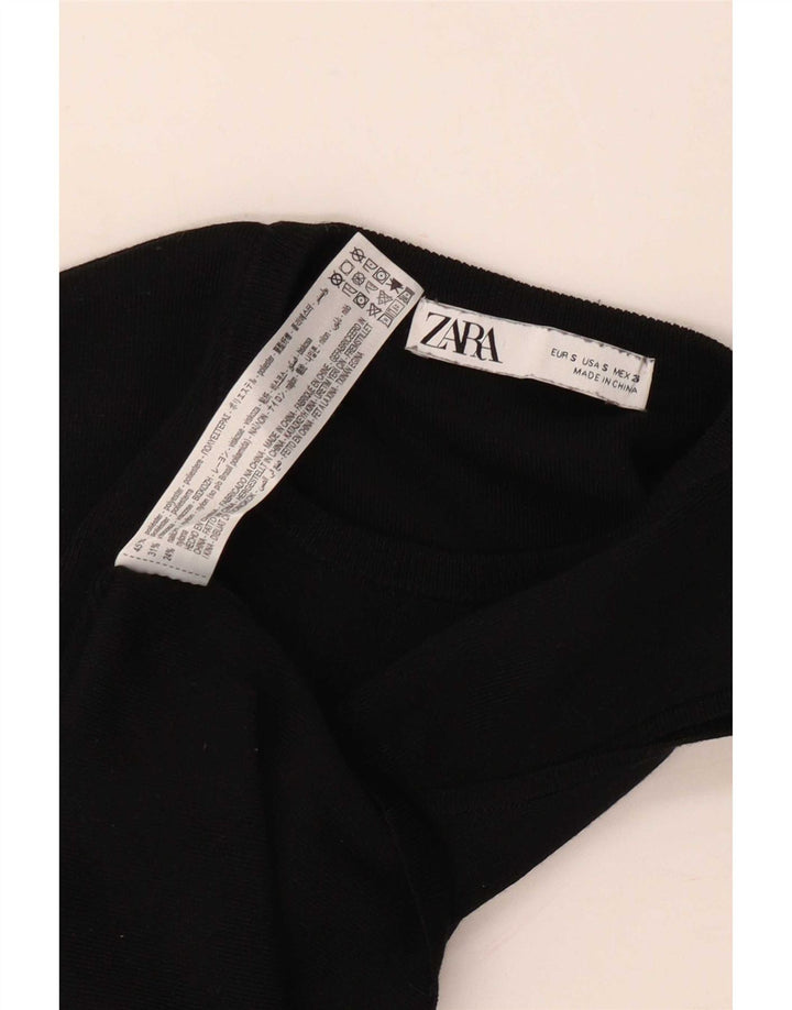 Zara Femmes Crop Débardeur UK 8 Petit Noir Polyester