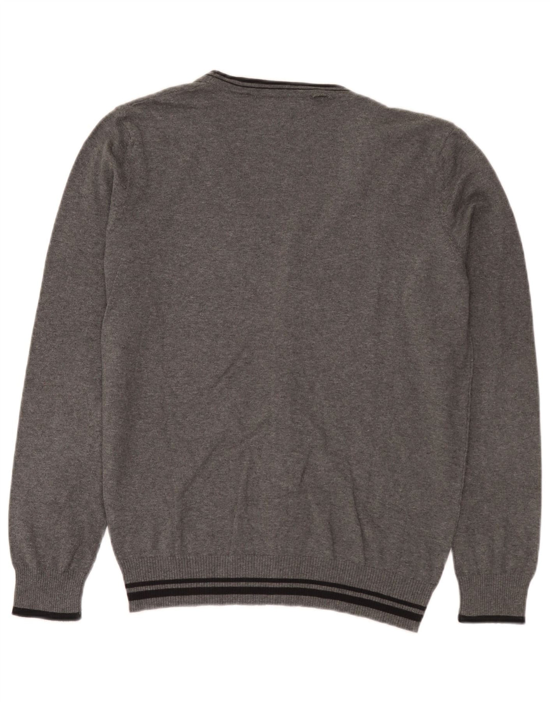 Zara Homme Cardigan Pull Large Gris Rayé Coton