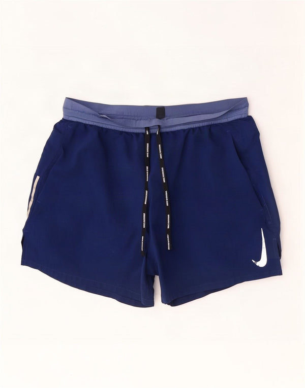 Nike Short de sport Dri Fit pour homme en polyester color block bleu marine moyen