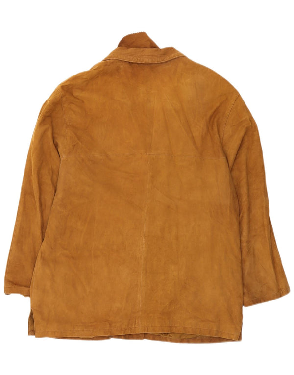 Conbipel Veste blazer en daim à 3 boutons pour femme UK 14 Cuir marron moyen