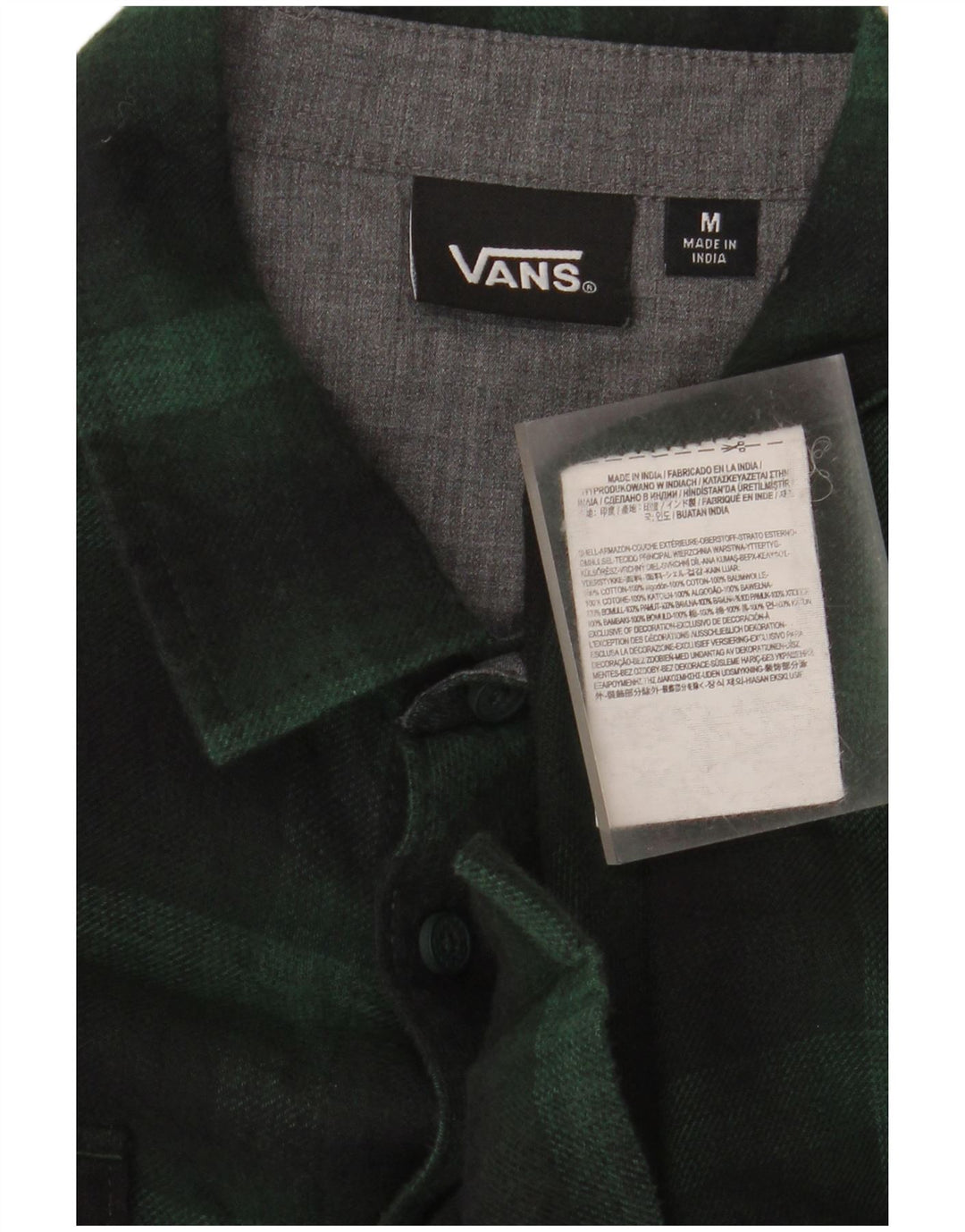 VANS Chemise en flanelle pour homme en coton à carreaux vert moyen