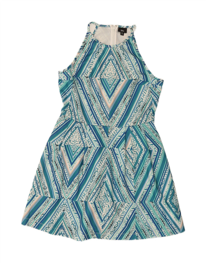 MOSSIMO Womens Sleeveless A-Line Dress UK 18 XL Blue Geometric Polyester