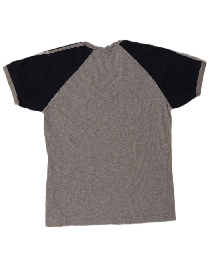 ADIDAS T-Shirt Femme UK 14 Gris Moyen Colourblock Coton