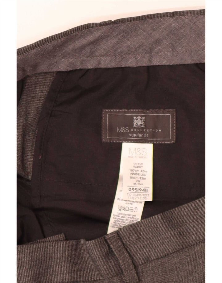 Marks & Spencer Pantalon de costume droit coupe droite pour homme W42 L33 Gris