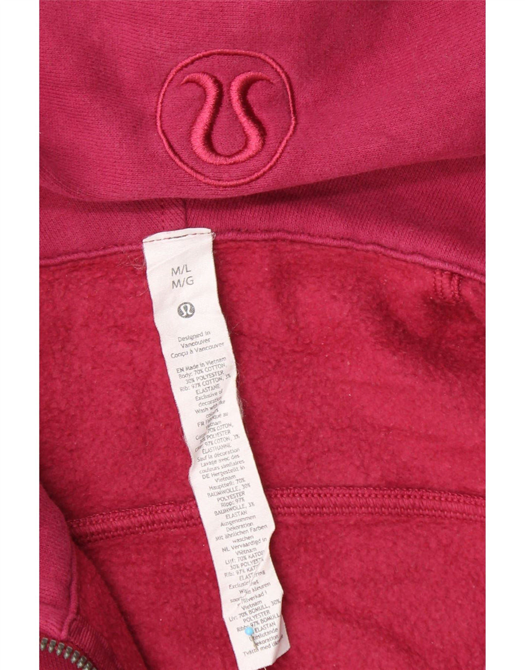 LULULEMON Pull à capuche court surdimensionné pour femme UK 14 Bordeaux moyen