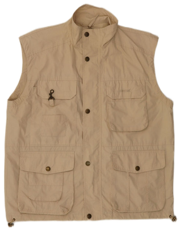 VINTAGE Gilet utilitaire homme UK 40 Grand Polyester Beige