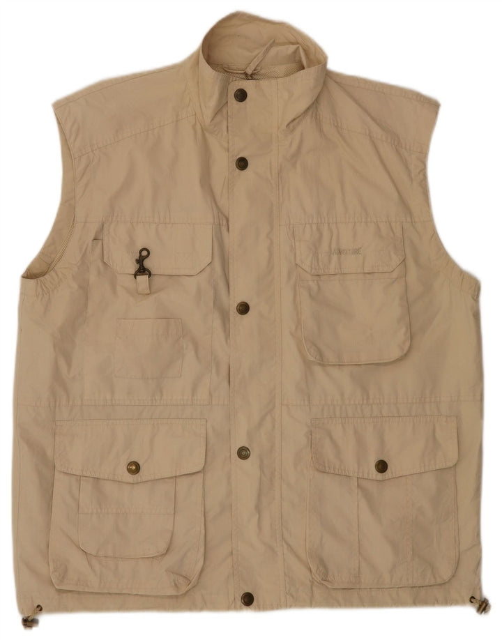 VINTAGE Gilet utilitaire homme UK 40 Grand Polyester Beige