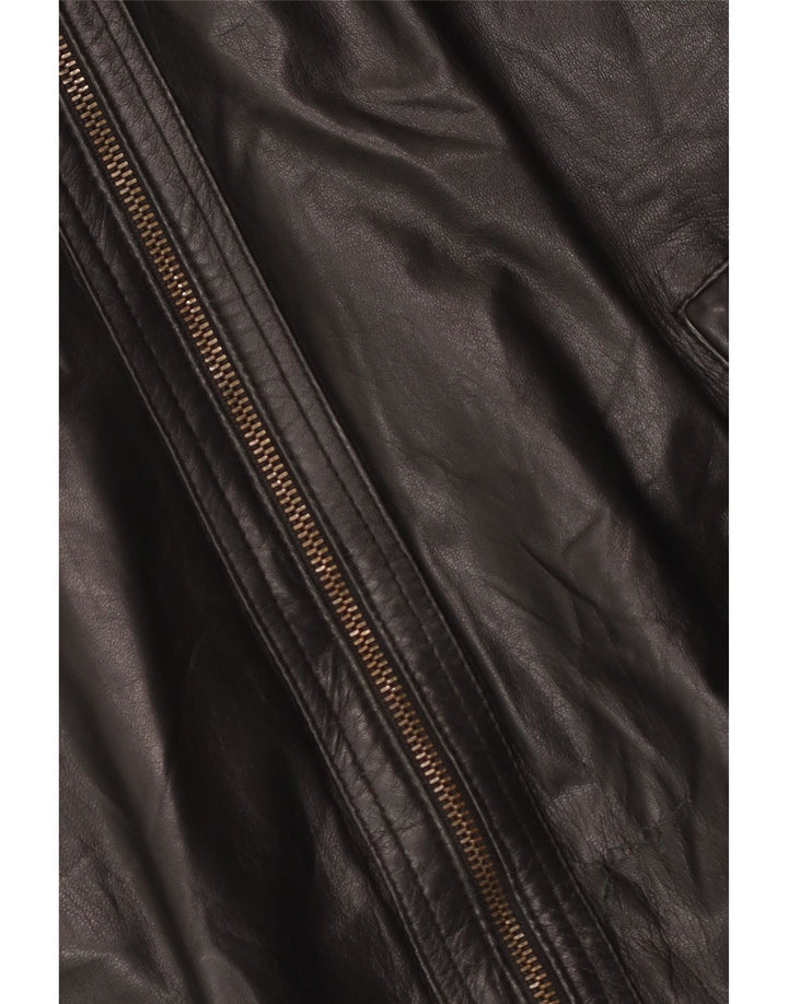 Gianfranco Gotelli Veste en cuir bomber pour homme UK 38 Cuir noir moyen