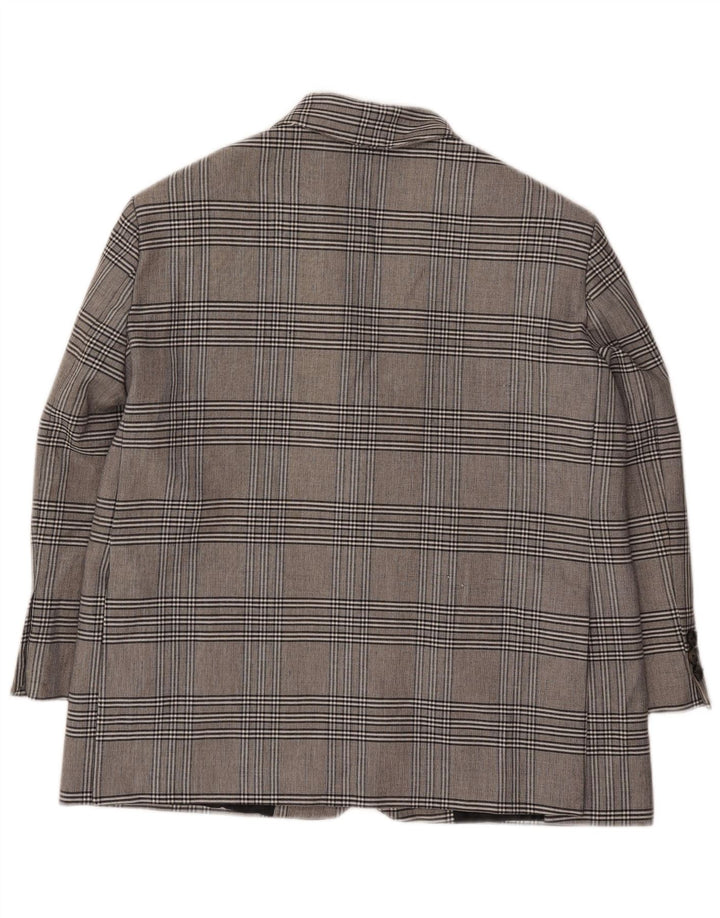 Zara Veste blazer surdimensionnée à 2 boutons pour femme UK 6 XS Gris à carreaux Viscose