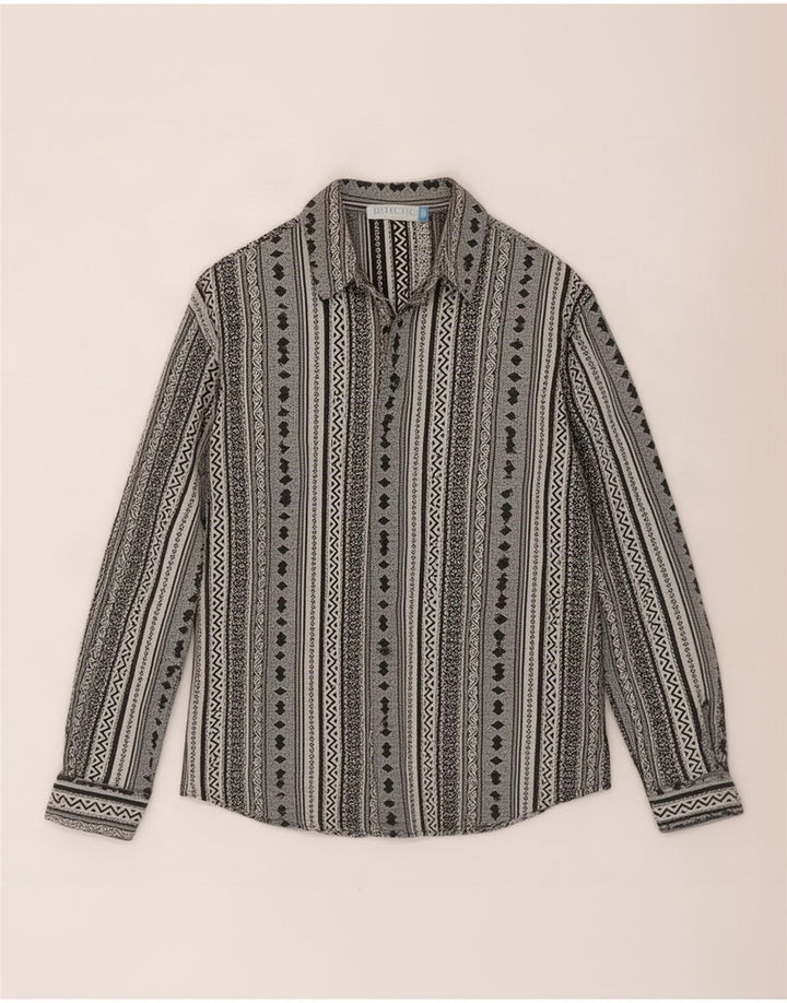 Chemise Homme Vintage Grande Viscose Rayée Grise
