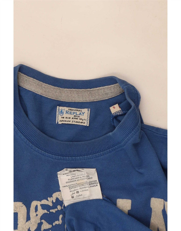 Replay T-Shirt Graphique Homme Petit Bleu Coton