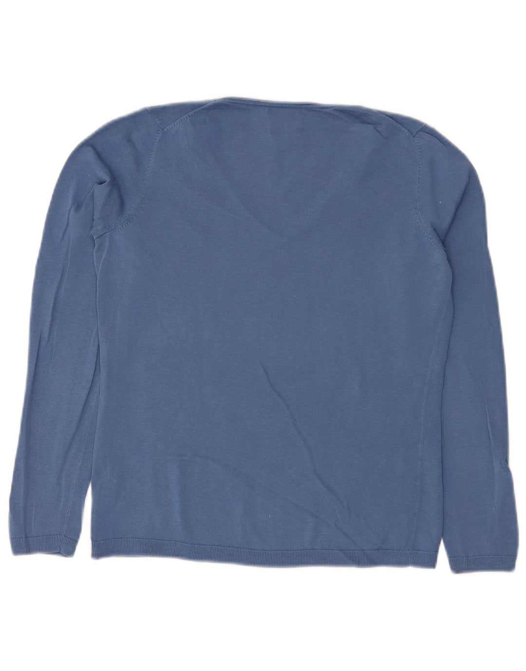 Massimo Dutti Pull col V pour femme UK 10 Petit Bleu Coton