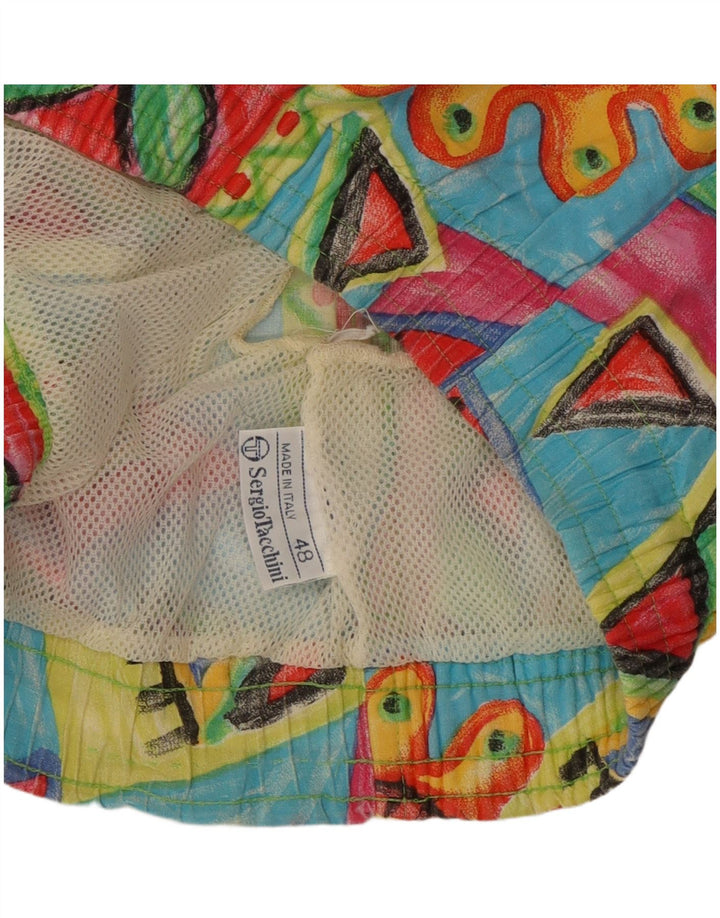 Sergio Tacchini Short de Sport Homme IT 48 Moyen Multicolore Géométrique