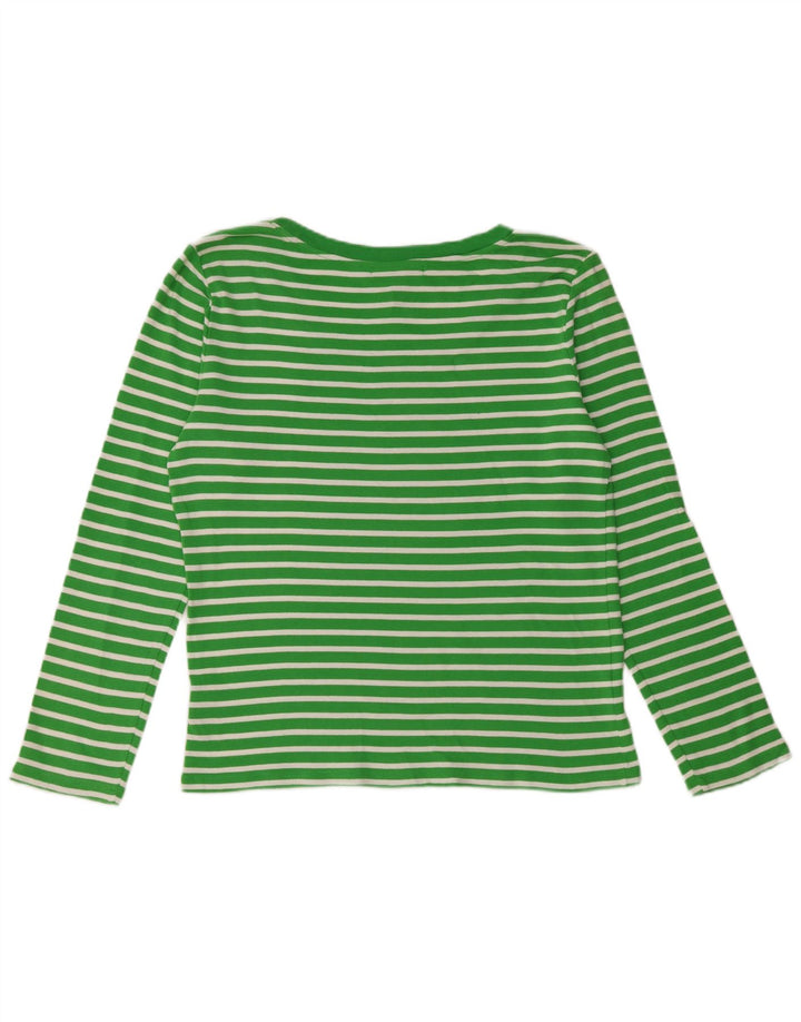 RALPH LAUREN Haut Femme Manches Longues UK 18 XL Coton Rayé Vert