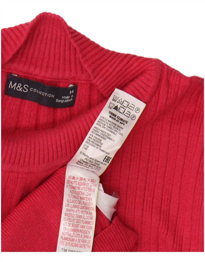 MARKS & SPENCER Womens Turtle Neck Jumper Sweater UK 14 Medium Pink