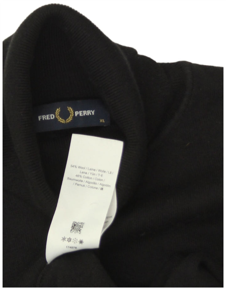 Fred Perry Pull col roulé homme XL laine noire