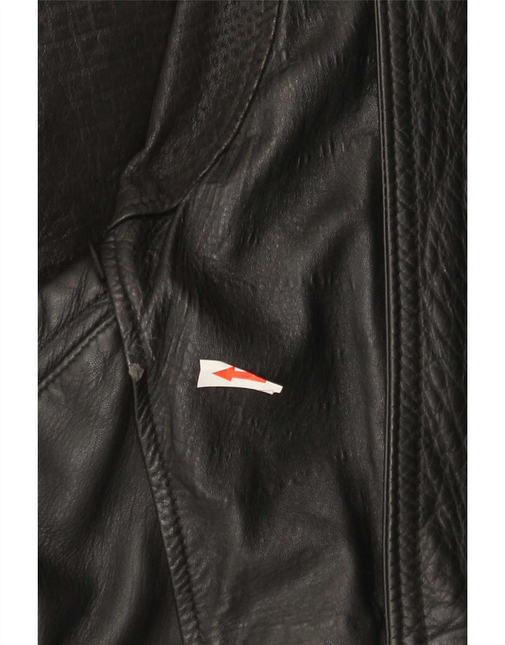 vintage Mens Loose Fit Veste en cuir IT 46 Petit cuir noir