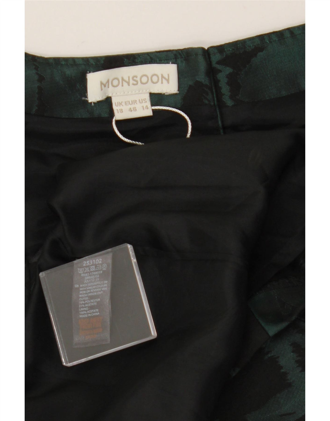 MONSOON Robe fourreau sans manches pour femme UK 18 XL Vert Floral Polyester