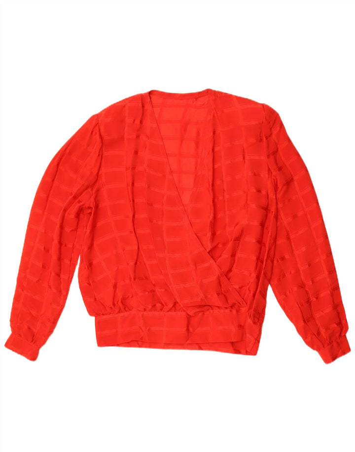 vintage Femme Manches Longues Blouse Top UK 14 Moyen Rouge Check
