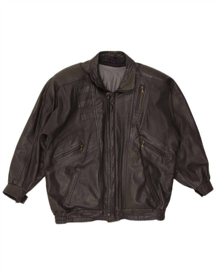 veste en cuir homme vintage UK 42 XL Noir