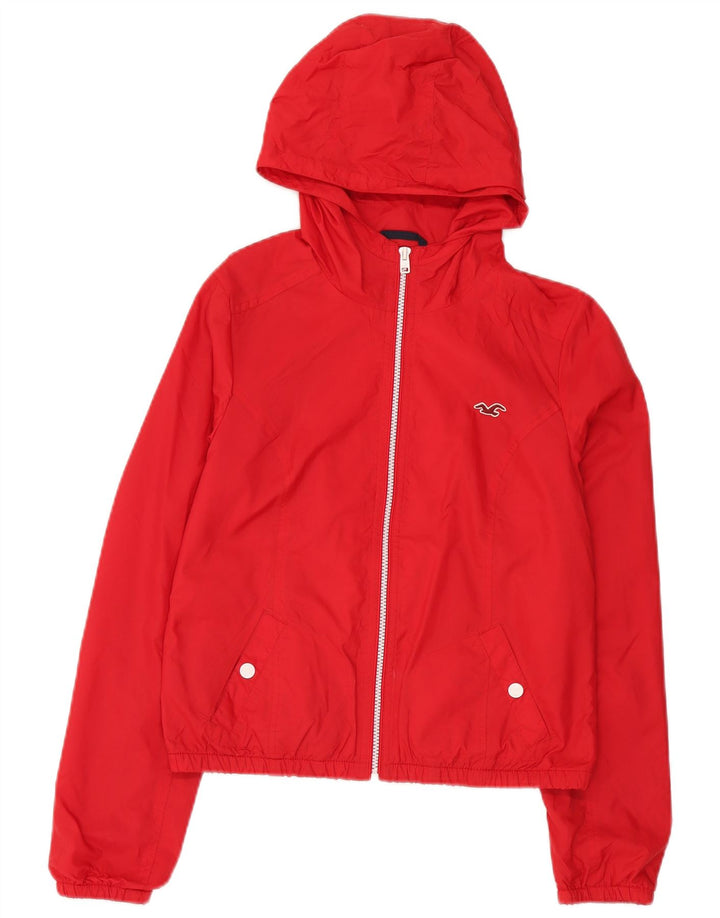 Hollister Veste de pluie à capuche pour femme UK 12 Medium Red Nylon