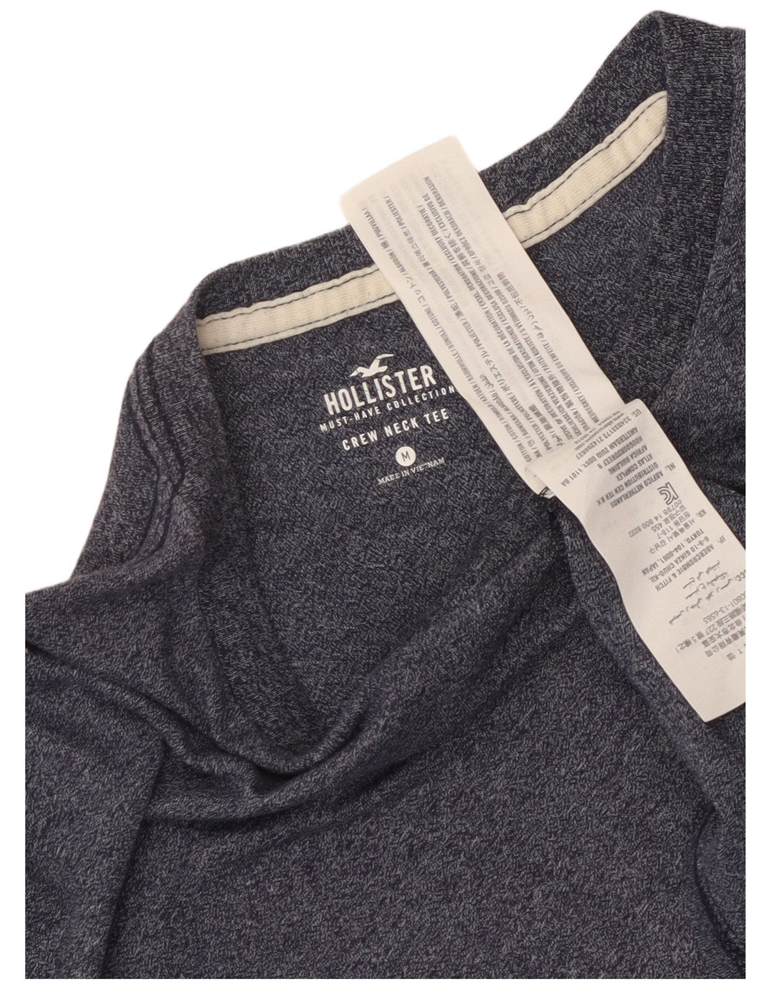 Hollister Homme T-Shirt Top Bleu Marine Moucheté Coton