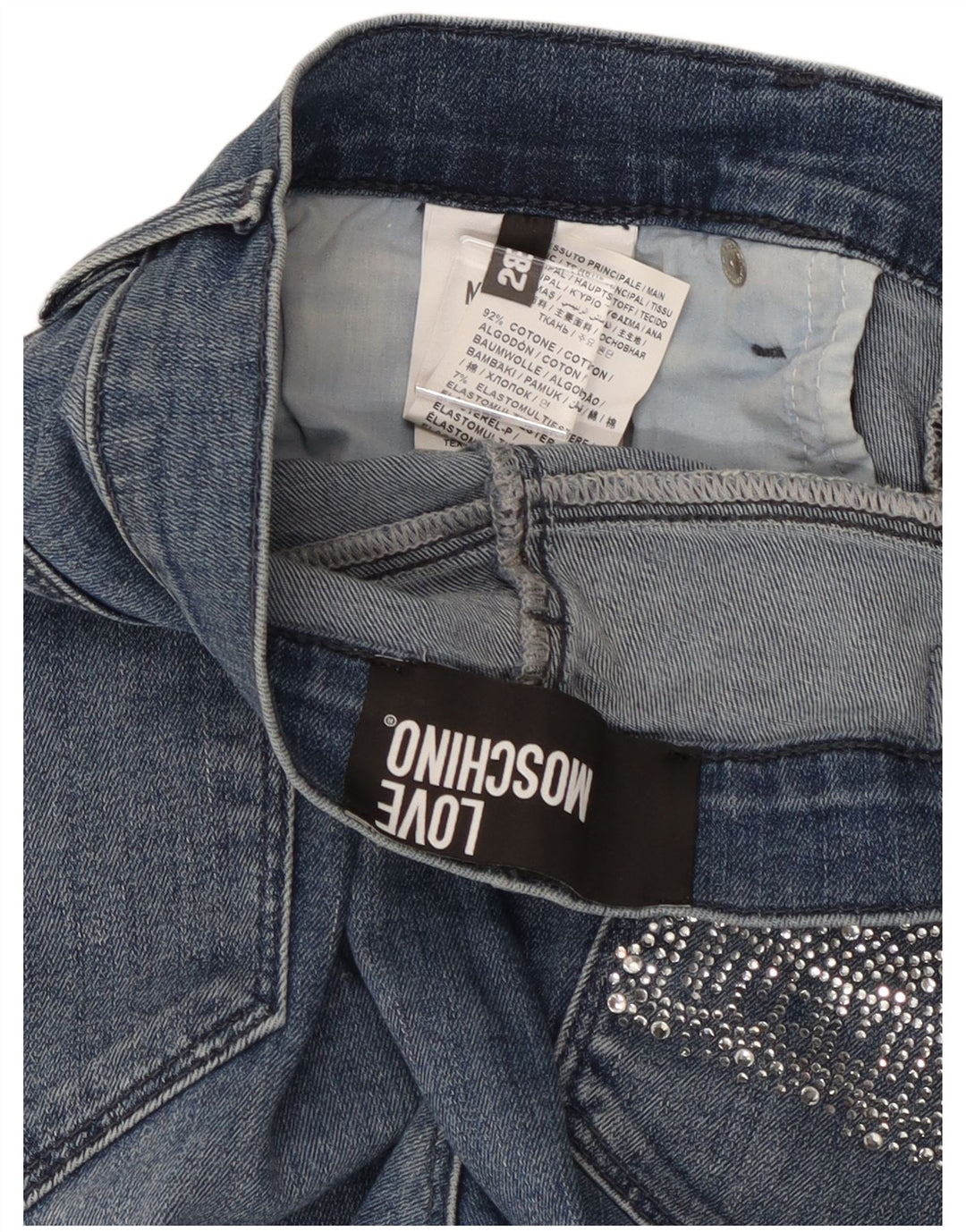 MOSCHINO Jean Court Femme W28 L25 Bleu Coton