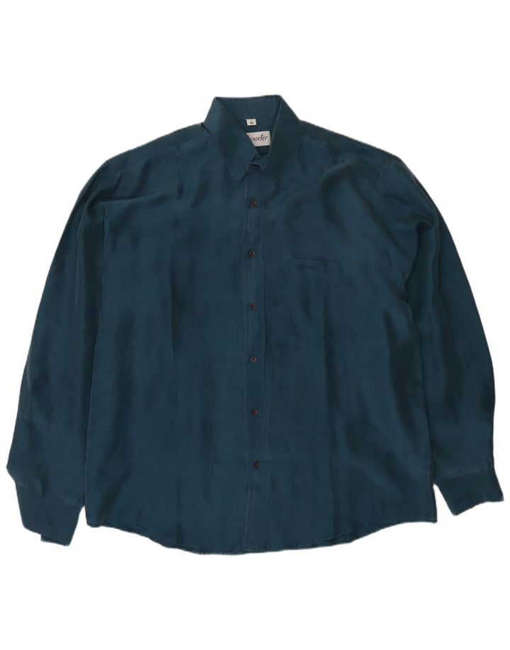 Reporter Chemise Homme Taille 40 Soie Bleu Marine Moyenne
