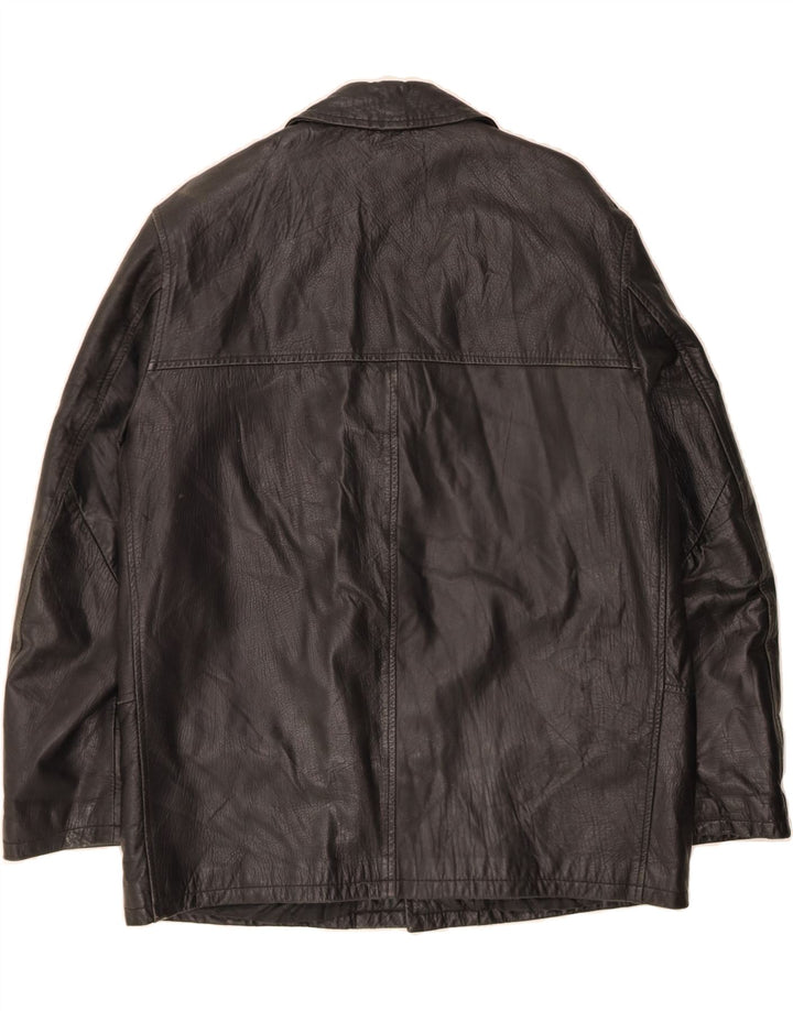 FIRENZE Mens Leather Jacket IT 50 Large Black Leather Vintage Firenze and Second-Hand Firenze from Messina Hembry 
