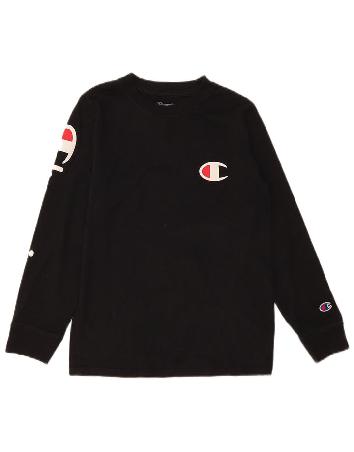 Champion Garçon Graphic Top Manches Longues 9-10 ans Coton Noir Moyen