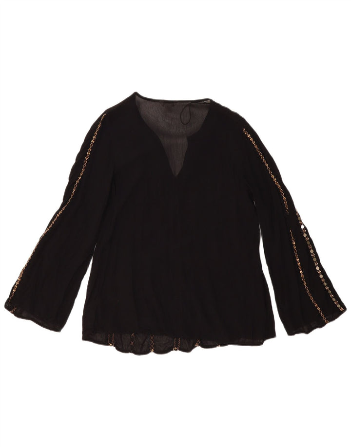 MONSOON Chemisier à manches longues pour femme UK 8 Small Noir Viscose