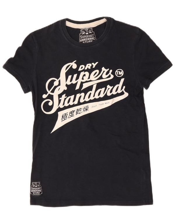 Superdry Homme T-Shirt Graphique Top Petit Bleu Marine Coton