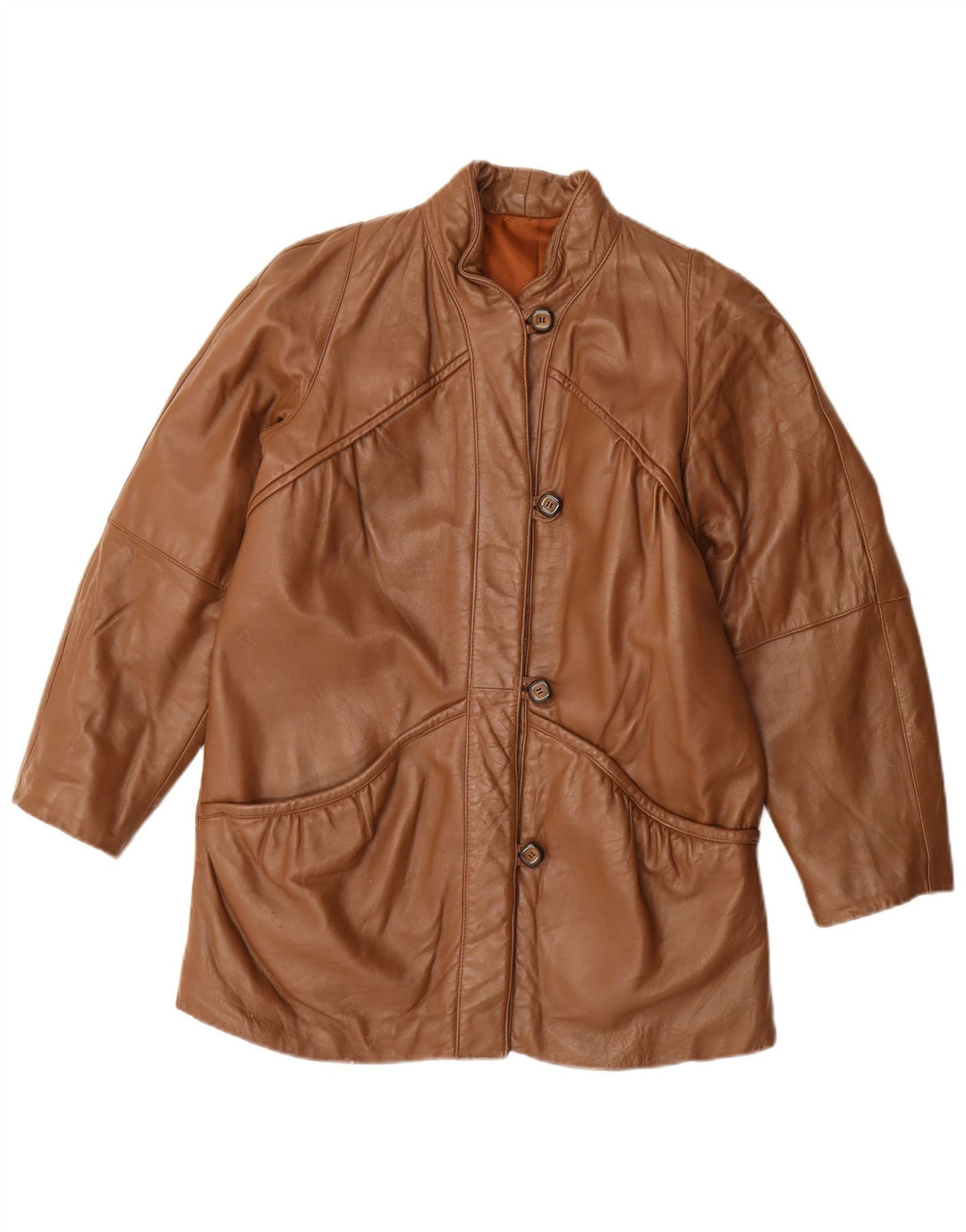 Veste en cuir femme vintage IT 42 Cuir marron moyen
