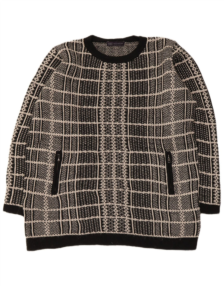 MARKS & SPENCER Pull à col rond pour femme UK 16 Grand carreaux noirs