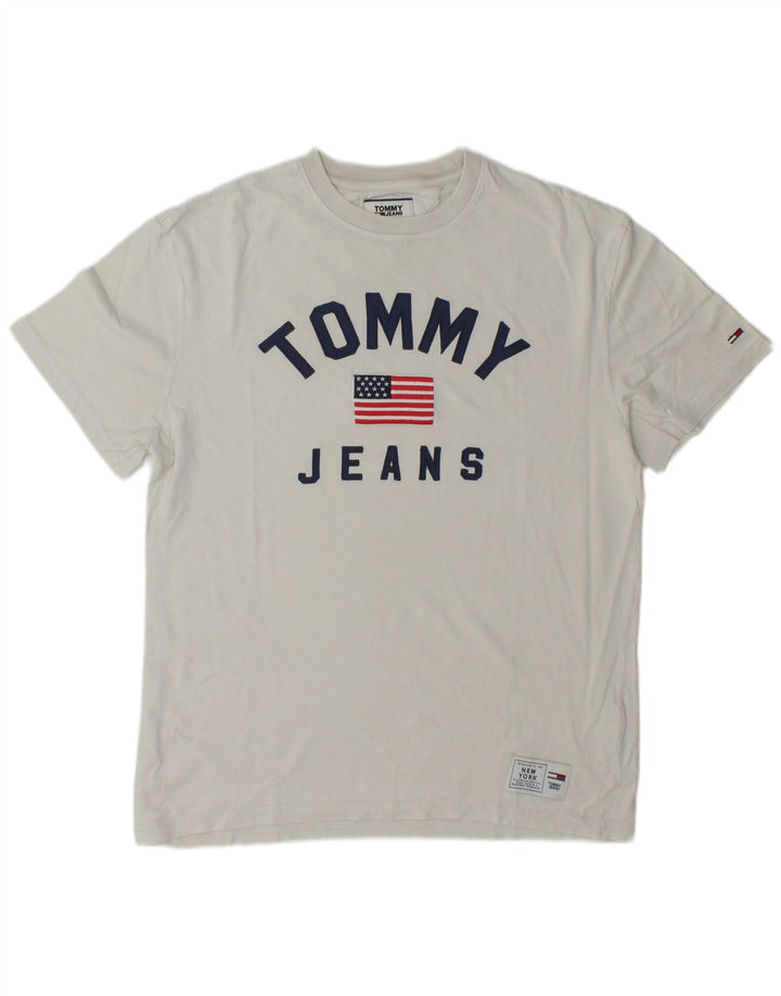 Tommy Hilfiger T-Shirt Graphique Homme Blanc Moyen Coton